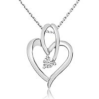 14K White Gold Flowing Round Diamond Heart Pendant (Chain NOT included)