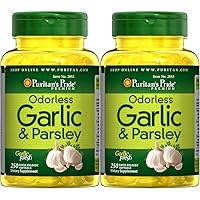 Puritan's Pride Odorless Garlic & Parsley 500 Mg / 100 Mg, 250 Count (Pack of 2)