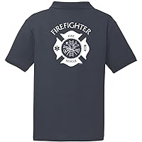 Firefighter Fire Rescue Textured Polo Shirt Front and Back
