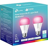 TP-Link Wi-Fi 60-Watt A19 LED Light Bulb, Dimmable, No Hub Required 2-Pack (KL130) - Full Multi-Color Changing