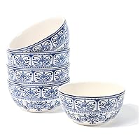 Sonemone Blue Cereal Bowls for Kitchen, 26oz Ceramic Bowls Set of 4 for Cereal, Salad, Soup, Pasta, Dessert, Microwave & Dishwasher Safe