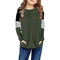 Girls Tops Casual Long Sleeve Shirts Loose Round Neck Tunic Blouse
