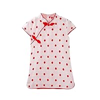 Baby Floral Dresses Tang Cheongsam 18M-6Y Short Sleeve Toddler Suit Flowers Printed Princess Toddler Girl
