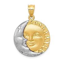 Real 14kt Two-tone Sun and Moon Charm