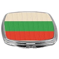 Compact Mirror on Distressed Wood Design, Bulgaria Flag, 3 Ounce