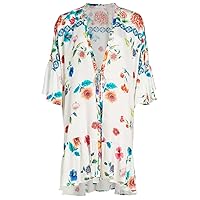 Johnny Was Women's Mirror Palace White Floral Swim Cover Up