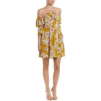 Cupcakes and Cashmere Women's Fonda Ruffle Detail Floral Print Dress, Yellow/Gold, Medium