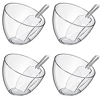 Hoolerry Serving Bowls Kit Include Clear Plastic Bowls for Parties and Popcorn Measuring Scoops Acrylic Plastic Kitchen Scoops Angled Candy Bowl for Office Scoop Canister Salad Cooking (8 Pcs,25 oz)