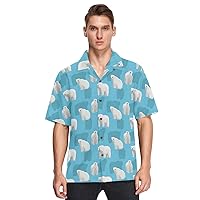 ALAZA Mens Cartoon Polar Bear Quick Dry Hawaiian Shirt