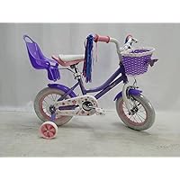 12 Inch Kids Bike for 2 3 4 Years Girls & Boys with Training Wheels & Basket Bell, Children Bicycle with Doll Seat, Purple