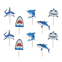 BESTOYARD 20pcs Cake Shark Plug-in Cake Decoration Sea Animal Decorations Cupcake Toppers Ocean Decor Toppers Theme Kids Party Supplies Party Cake Ornament Fish Baby Boy Sass Paper