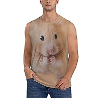 Hamster Hand in Mouth Men's Sports Sleeveless T-Shirt, Breathable Quick-Drying Fitness Vest