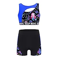 iiniim Girls Athletic Swimsuit Bikini Tankini Set Swimwear Kids Swim Tank Top with Swim Trunks Set