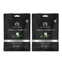 The Man Company Charcoal De Tan Face Sheet Mask with Aloevera & Hyaluronic Acid - 25 ml *2
