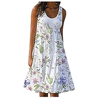 Womens Summer Vacation Beach Dress Elegant Solid Color Floral V Neck Sleeveless Straps Sundress Casual Party Dresses