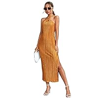 Dresses for Women 2023 Solid Halter Neck Fitted Long Dress