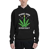 Mens Athletic Hoodie Smoke-Weed-Everyday-Christmas Gym Long Sleeve Hooded Sweatshirt Pullover With Pocket