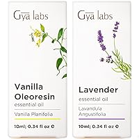 Vanilla Essential Oil for Skin & Lavender Essential Oil for Diffuser Set - 100% Natural Therapeutic Grade Essential Oils Set - 2x0.34 fl oz - Gya Labs
