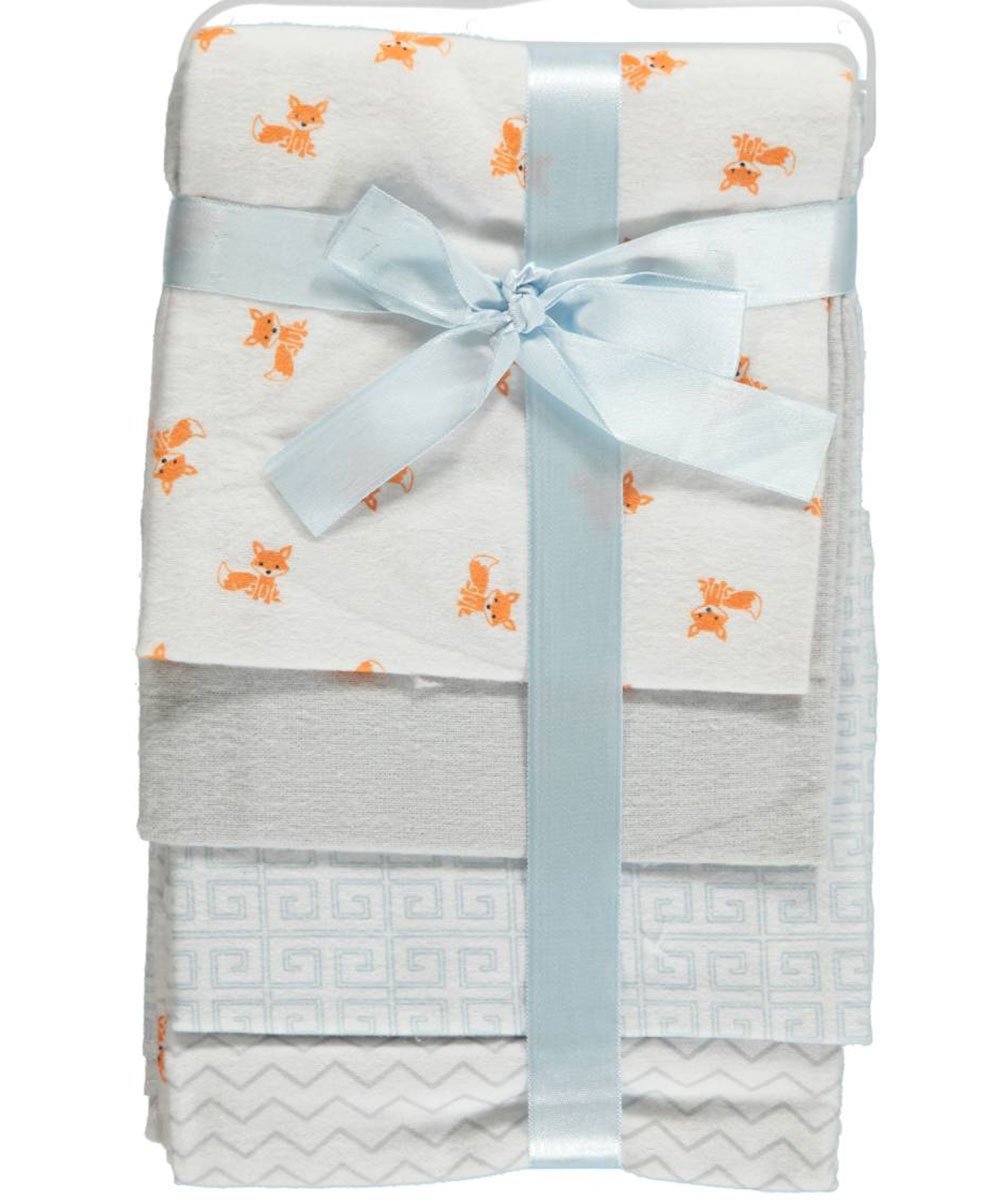 Luvable Friends Unisex Baby Cotton Flannel Receiving Blankets, Fox 4-Pack, One Size