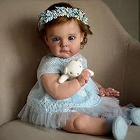 Angelbaby 24 inch Cute Real Reborn Baby Doll Toddler Girl Lifelike Sweet Soft Silicone Realistic Baby New Born Dolls with Real Life Rooted Hair Handmade Princess Dolls for Girl Play Toy Gifts