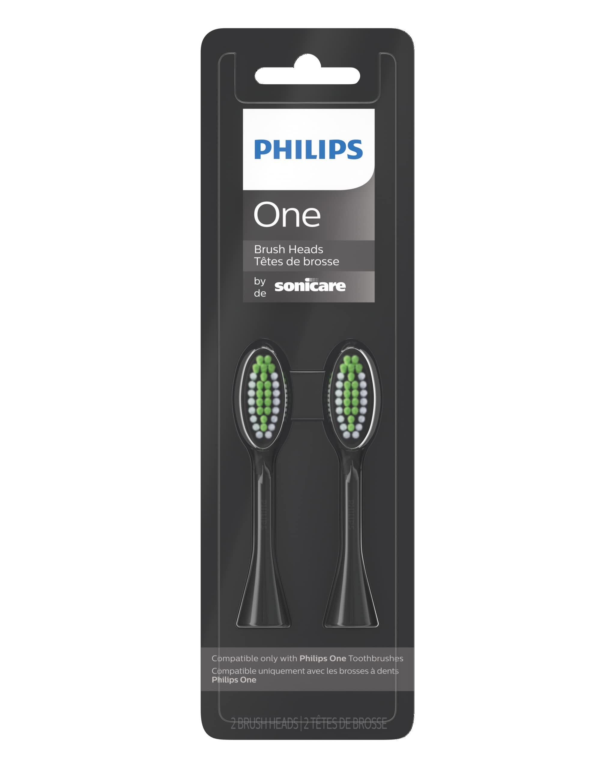 Philips One by Sonicare, 2 Brush Heads, Shadow Black, BH1022/06