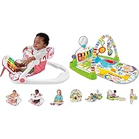 Fisher-Price Baby Playmat Deluxe Kick & Play Piano Gym and Portable Baby Chair Kick & Play Deluxe Sit-Me-Up Seat with Tray and Piano