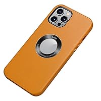 Leather Case for iPhone 14 Pro Max/14 Pro/14 Plus/14, Ultra Thin PC Shockproof Case Support Wireless Charging Business Cover,Yellow,14 Pro Max''
