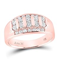 The Diamond Deal 14kt Rose Gold Mens Round Diamond Wedding Band Ring 1 Cttw