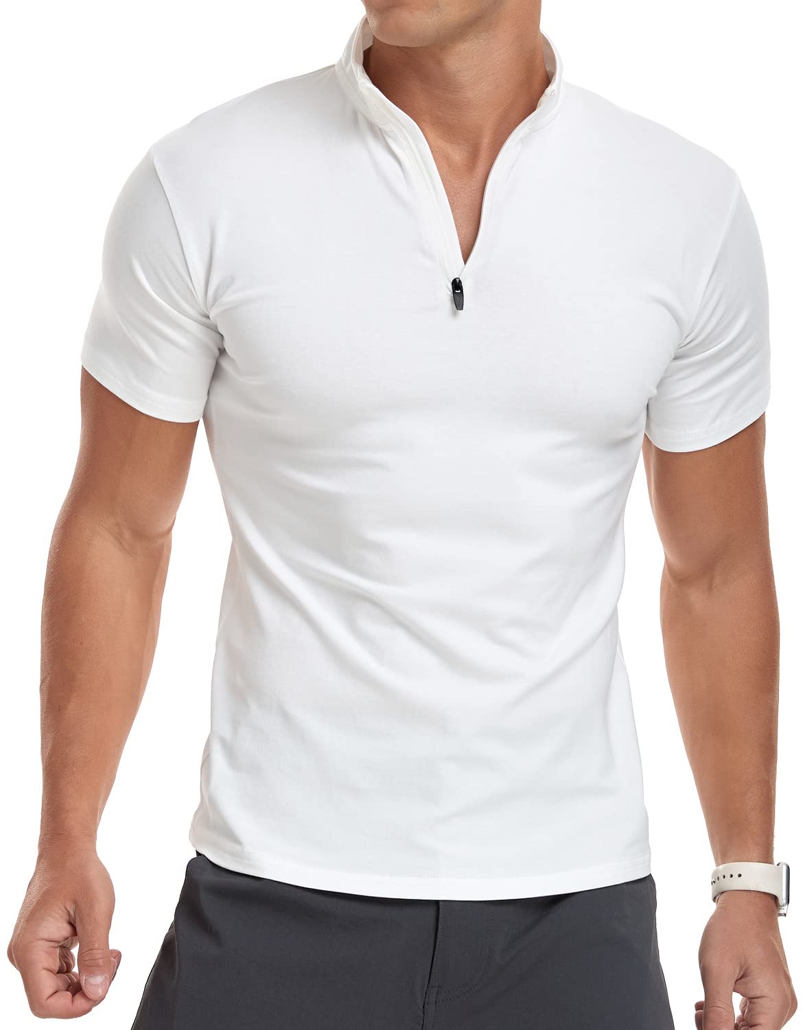 Mua YTD Men's Long/Short Sleeve Polo Shirts Quarter-Zip Casual Slim Fit  Mock Neck Basic Designed Cotton Shirts trên Amazon Mỹ chính hãng 2023  Giaonhan247