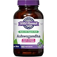 Organic Ashwagandha Non-GMO Herbal Supplements for Stress Relief, Immune Support, Balanced Energy Levels & Mood Support, 180 Count