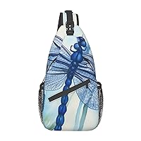 Hand painted blue dragonfly Cross Chest Bag Diagonally Crossbody Shoulder Bag Travel Backpack Sling Bag for Women Men