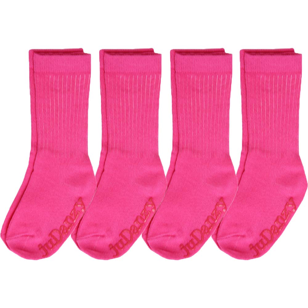 juDanzy 4 Pack of Mid-Calf Ribbed Socks with Anti-Slip Grips for School Uniform, Soccer, Sports, AFO