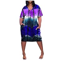 Dresses for Women 2024 Casual Plus Size, Back Fashion Print Sleeve V-Neck Open Strap Dress Short Sexy Casual W