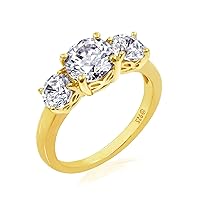 Amazon Collection Platinum or Gold Plated Sterling Silver Round 3-Stone Ring made with Infinite Elements Cubic Zirconia
