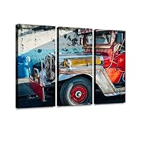 jeepney in Manila, Philippines Retro Taxis and Pictures Print On Canvas Wall Artwork Modern Photography Home Decor Unique Pattern Stretched and Framed 3 Piece