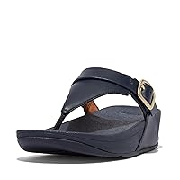 FitFlop Women's Lulu Adjustable Leather Toe-Post Sandals Midnight Navy 5