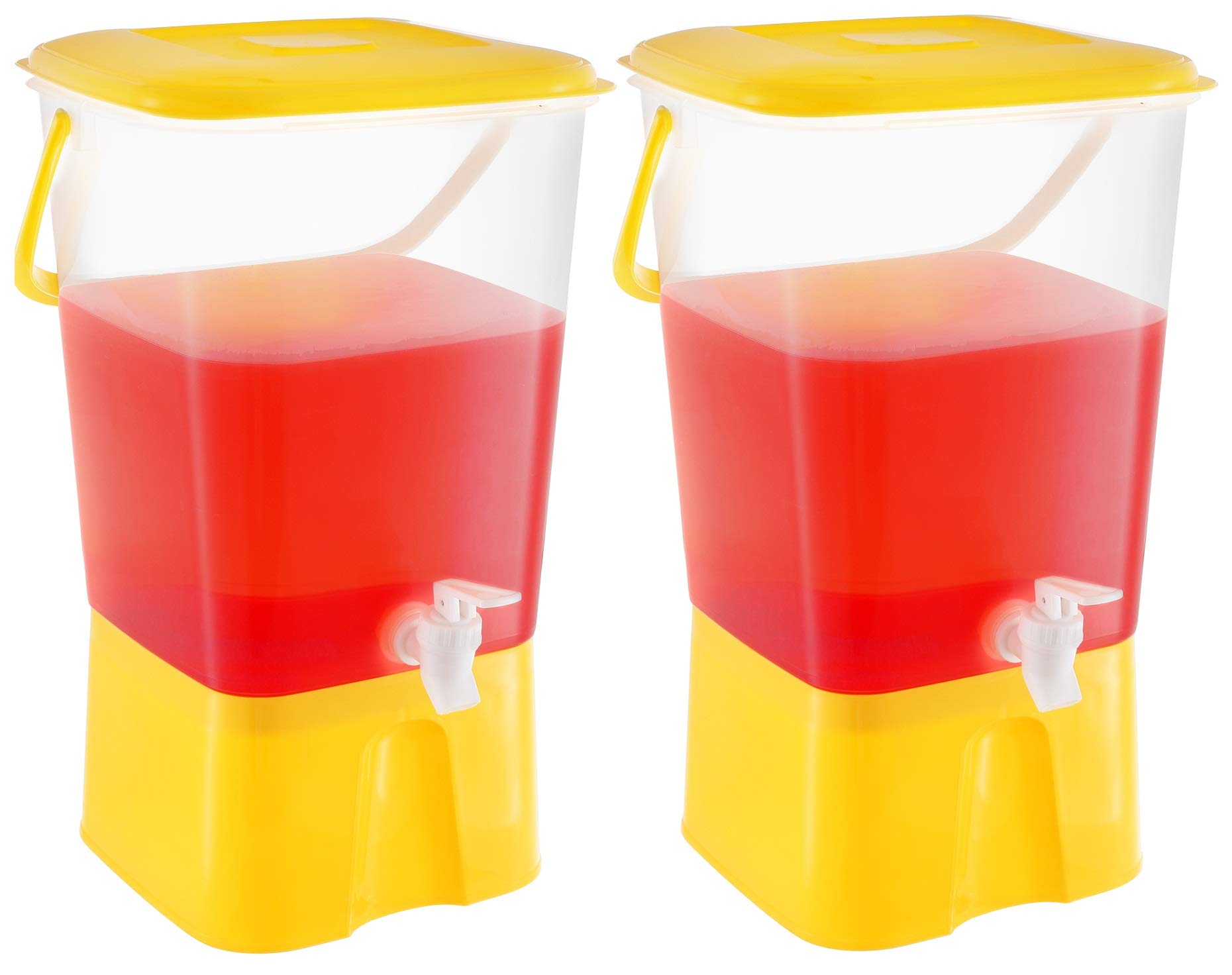 2 Pack - Zilpoo Plastic Party Beverage Dispenser with Stand & Spout, 2.11 Gallon (8L.) Cold Drink, Lemonade, Iced Tea, Juice Unbreakable Server Jar...