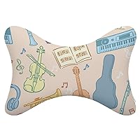 Music Instruments Dog Bone Shaped Car Neck Pillow Cervical Pillows for Car Truck Driving Comfort Headrest Pillow Set of 2