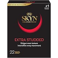 SKYN Extra Studded Condoms Non-Latex Ultra Thin Natural Feel with SKYNFEEL Technology 22 Count Box