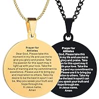 2PCS Solid Steel Laser Engraved Prayer For Athletes Sports Prayers Mens Womens Pendant Necklace Chain