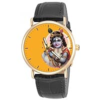 BAL Krishna Beautiful DEVOTIONAL Saffron Art Solid Brass 30 mm Wrist Watch - for Ladies/Children, Multicolor, strap