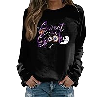 Women'S Round Collar Fashion Casual Long Sleeve Plaid Printed Top Halloween Pullover Halloween Outfits For Women