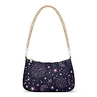 ALAZA Pink Moon Sun Star Galaxy Shoulder Bag Purse for Women Tote Handbag with Zipper Closure