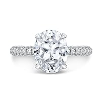3.50 CT Oval Cut Colorless Moissanite Engagement Ring Wedding/Bridal Rings, Diamond Ring, Anniversary Solitaire Halo Promise Antique Gold Silver Rings Gift
