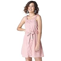 FabAlley Women's Blush Pink Strappy Belted Ruffle Dress