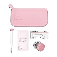 ™ Original Brow Stencil Kit | Perfect Brows in Seconds | Eyebrow Stamp Stencil Kit with Fully Waterproof Eyebrow Pomade and Dual Ended Brush | 15 pc Brow Stencil and Stamp Kit | Medium Brown