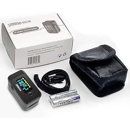 Santamedical Dual Color OLED Pulse Oximeter Fingertip, Blood Oxygen Saturation Monitor (SpO2) with Case, Batteries and Lanyard