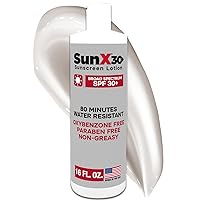 Sun X 30+ SPF Oil Free Sunscreen Lotion (16oz. Bottle) - Free of Parabens, Oxybenzone, & White Cast Properties With Broad Spectrum (UVA/UVB) Protection - Water & Sweat Resistant For Up To 80 Minutes