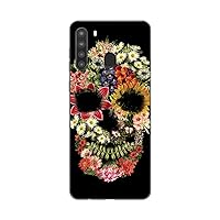 MIGHTY SKINS Skin for Samsung Galaxy A21 - Floral Skull | Protective, Durable, and Unique Vinyl Decal wrap Cover | Easy to Apply, Remove, and Change Styles | Made in The USA (SAGA21-Floral Skull)