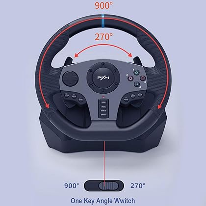 PXN V9 PC Steering Wheel With 3-Pedals and Shifter Gaming Racing Wheel 270/900° Dual-Motor Feedback Driving gaming Steering Wheel for PC,PS4,PS3,Xbox One, Xbox Series X/S,N-Switch
